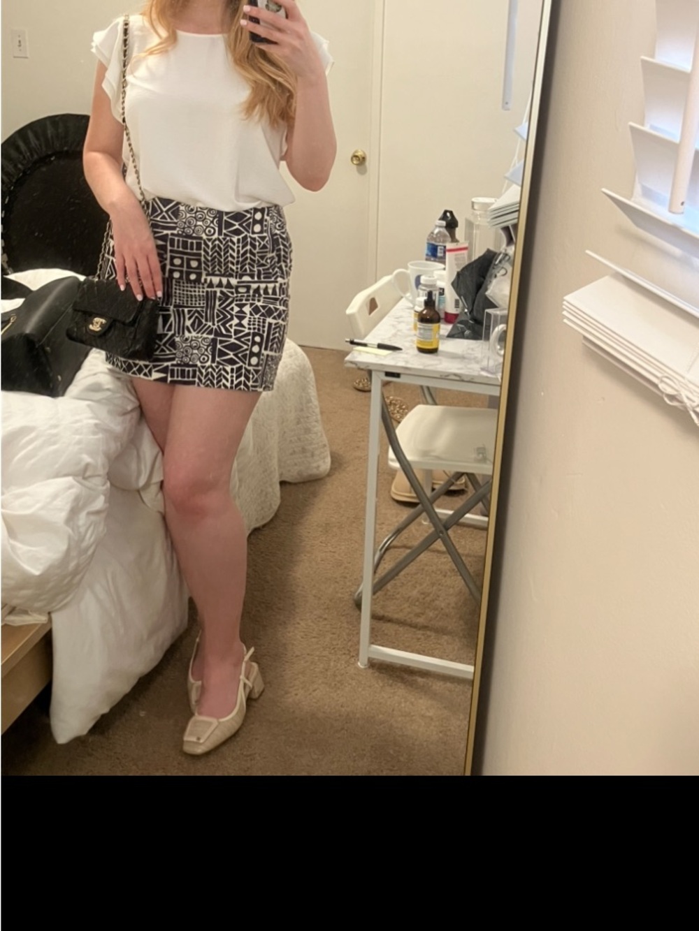 J. Crew Black and White Geometric Mini Skirt